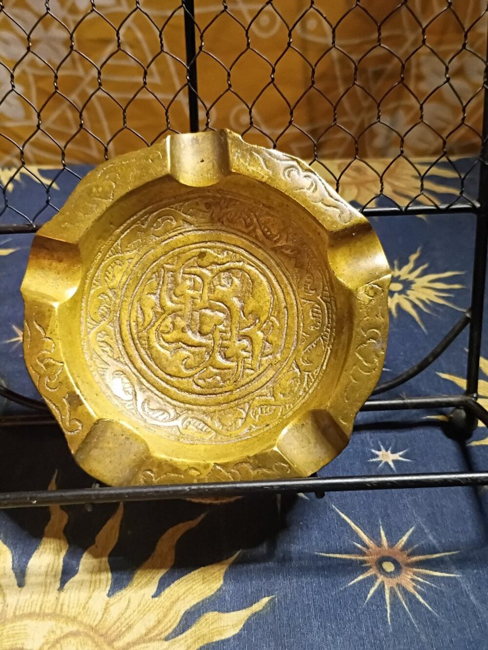 vintage solid brass ashtray